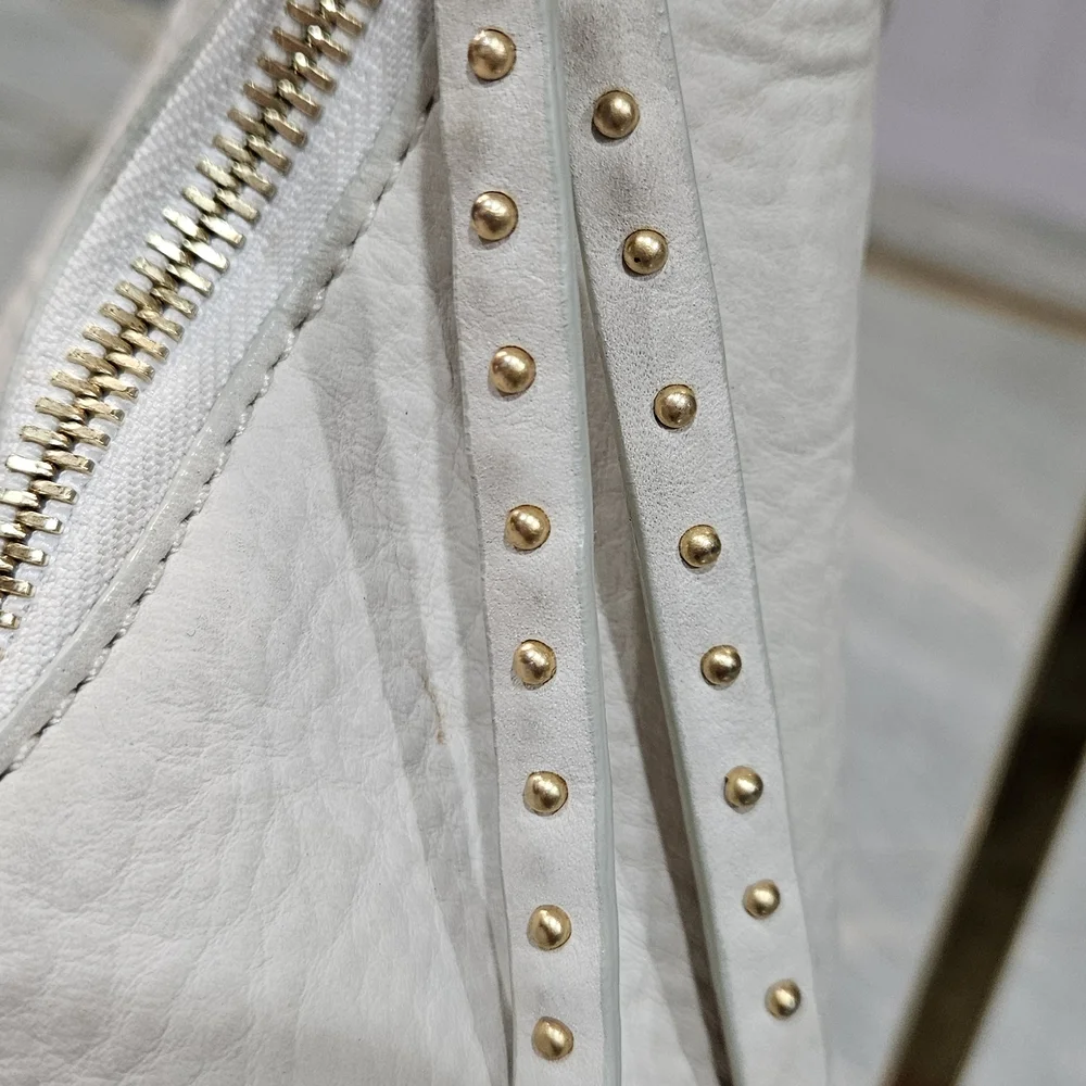 Michael Kors Cream Leather Fringe Hobo Bag Y2K - Picture 13 of 13